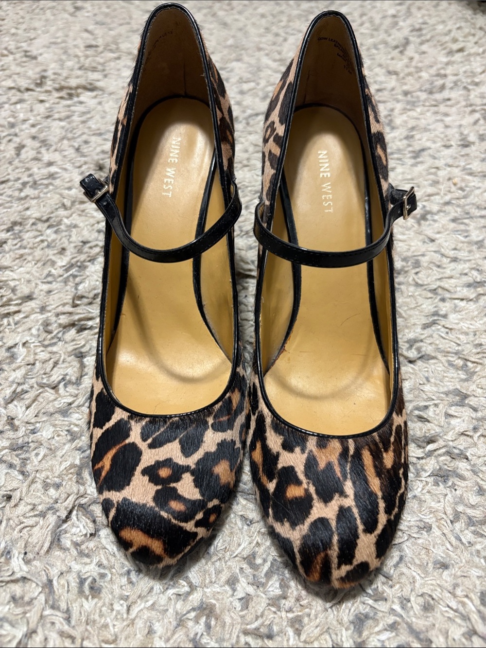 Nine West Leopard Print Mary Jane Pumps - Brown/Black/Tan